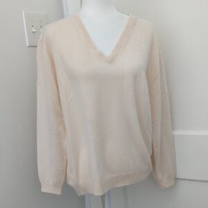 J. Crew Cream Cashmere V Neck Sweater